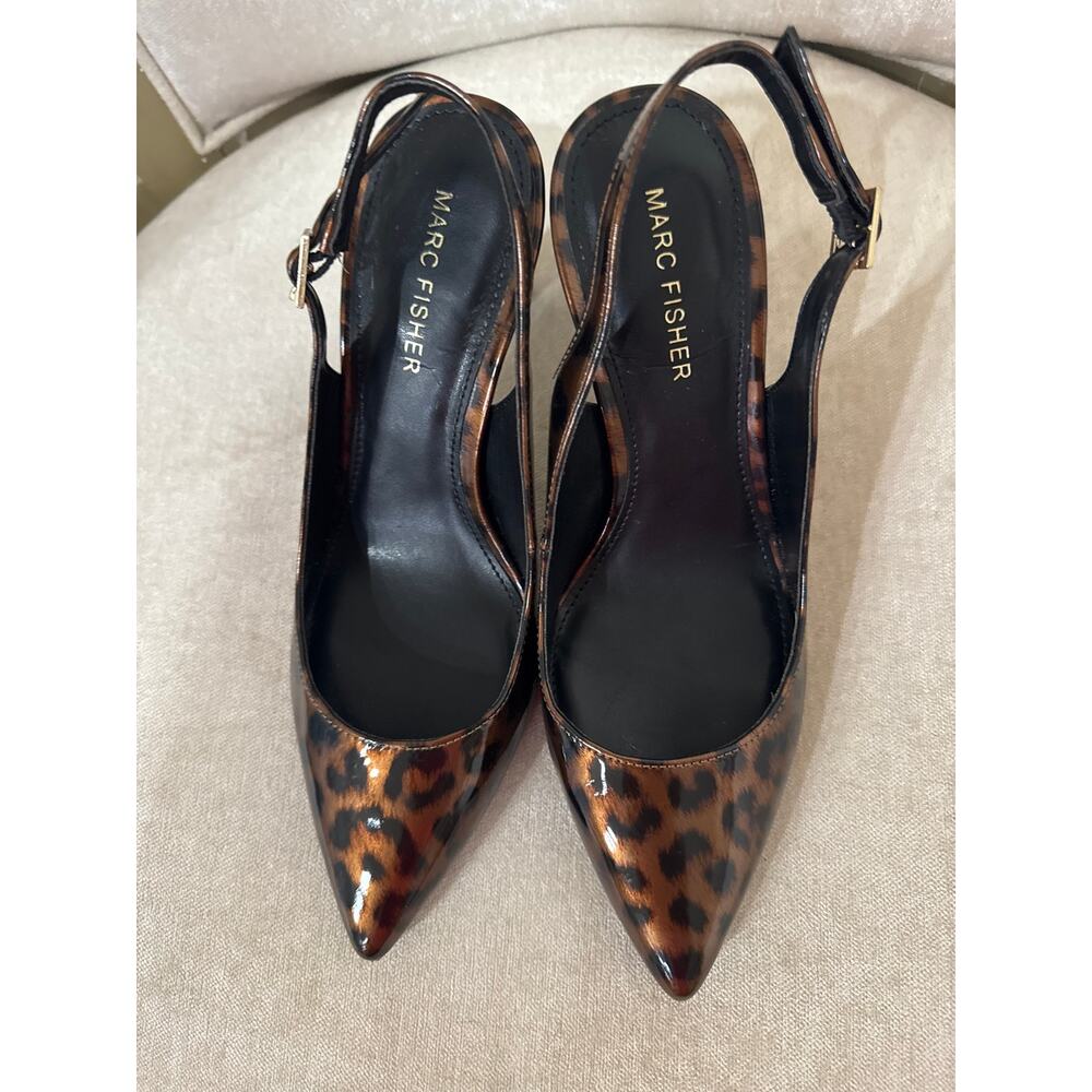 Marc Fisher Leopard Print Pointed Toe Slingback Heels Women's Size 6.5M - Picture 3 of 14